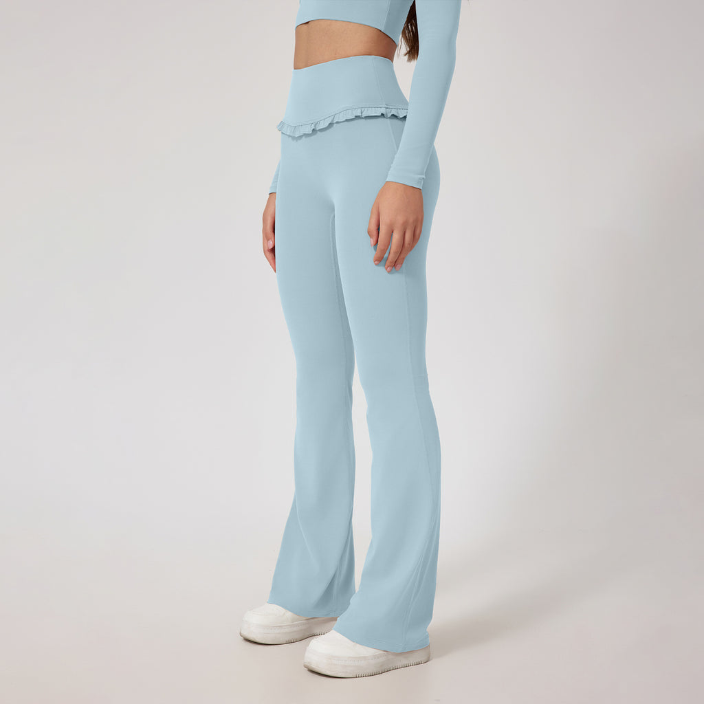 Pantalones de yoga de cintura alta, levantamiento de cadera, encaje, sensación desnuda, para correr y fitness