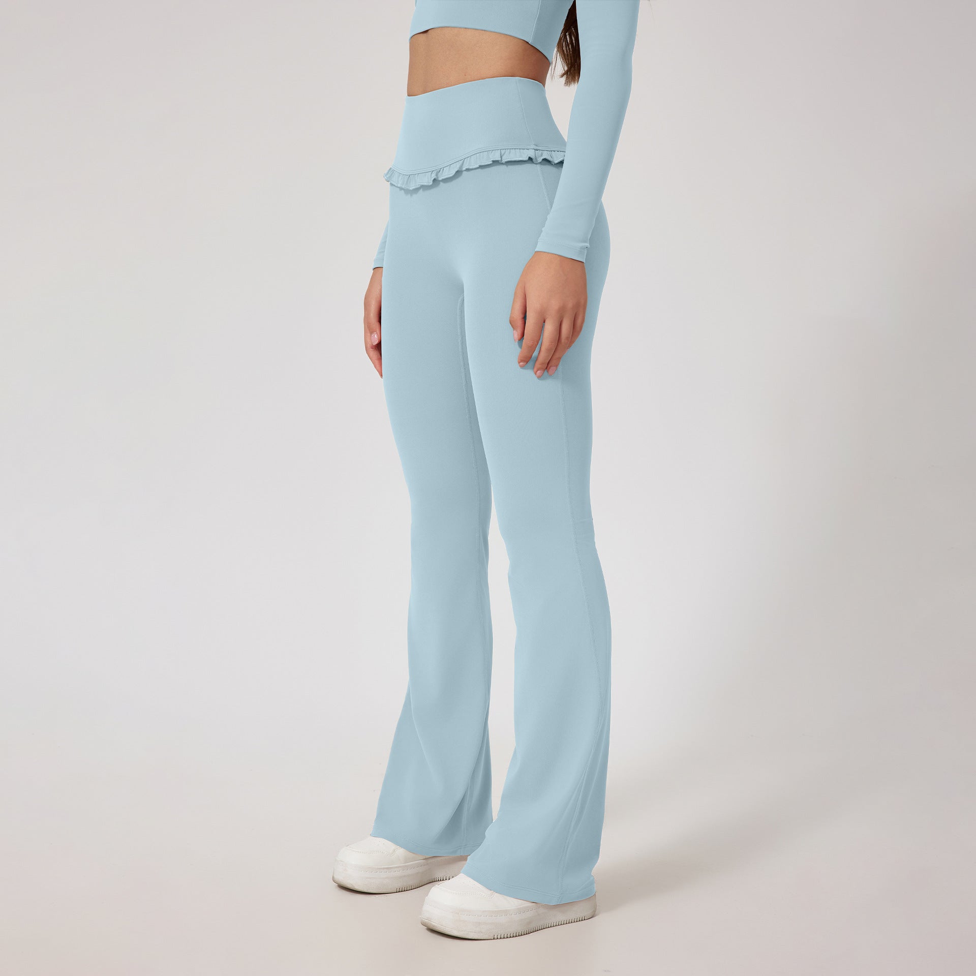 Pantalones de yoga de cintura alta, levantamiento de cadera, encaje, sensación desnuda, para correr y fitness