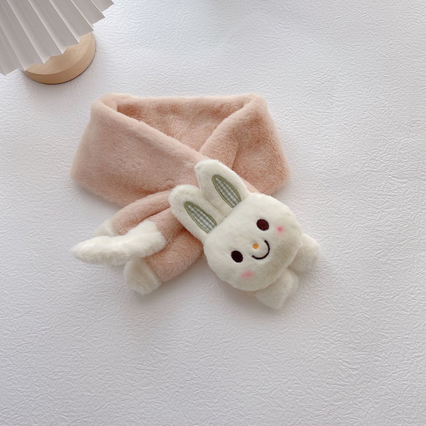 Écharpe croisée lapin en peluche chaude pour enfants