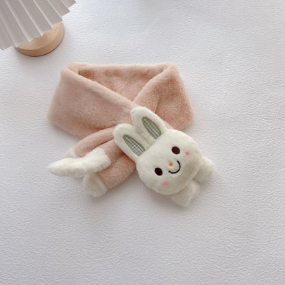 Écharpe croisée lapin en peluche chaude pour enfants
