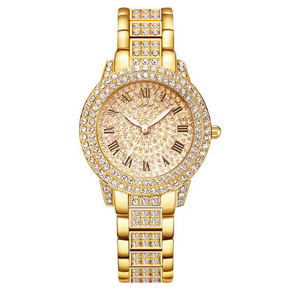 Ensemble de cinq montres-bracelets à quartz romain tendance en diamant pour femme