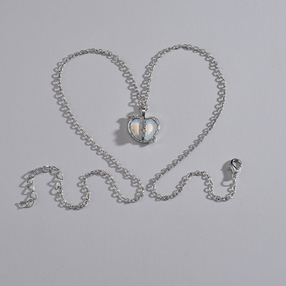 Collier ornement Pierre de lune Fendu Amour Femme