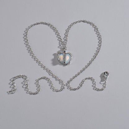 Collier ornement Pierre de lune Fendu Amour Femme