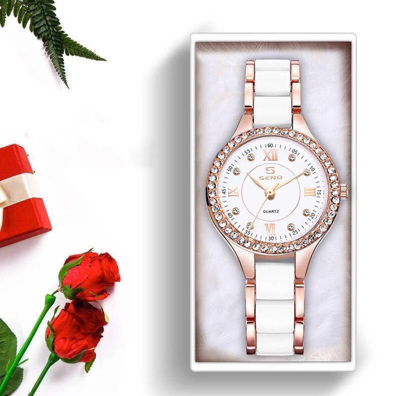 Reloj de pulsera impermeable de cerámica para mujer