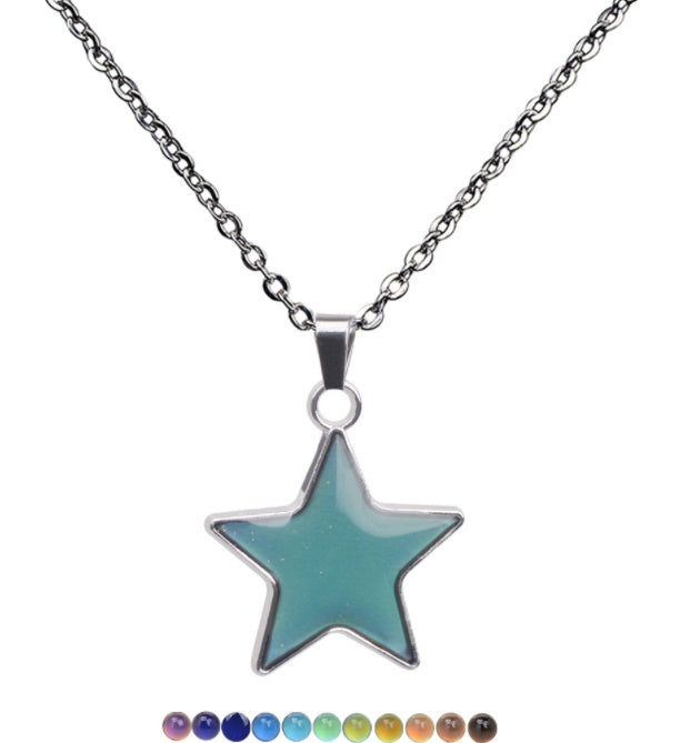 Collar con colgante que cambia de color termocromático con gema corte vintage para mujer