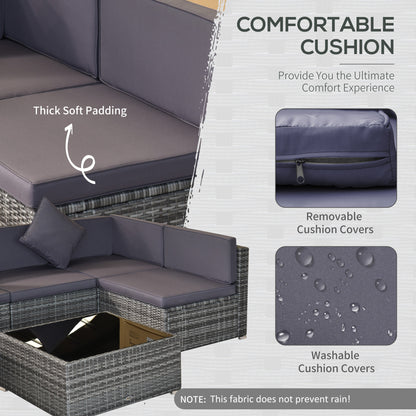 7 Piece Wicker Patio Furniture For Backyard Outdoor Sectional Sofa