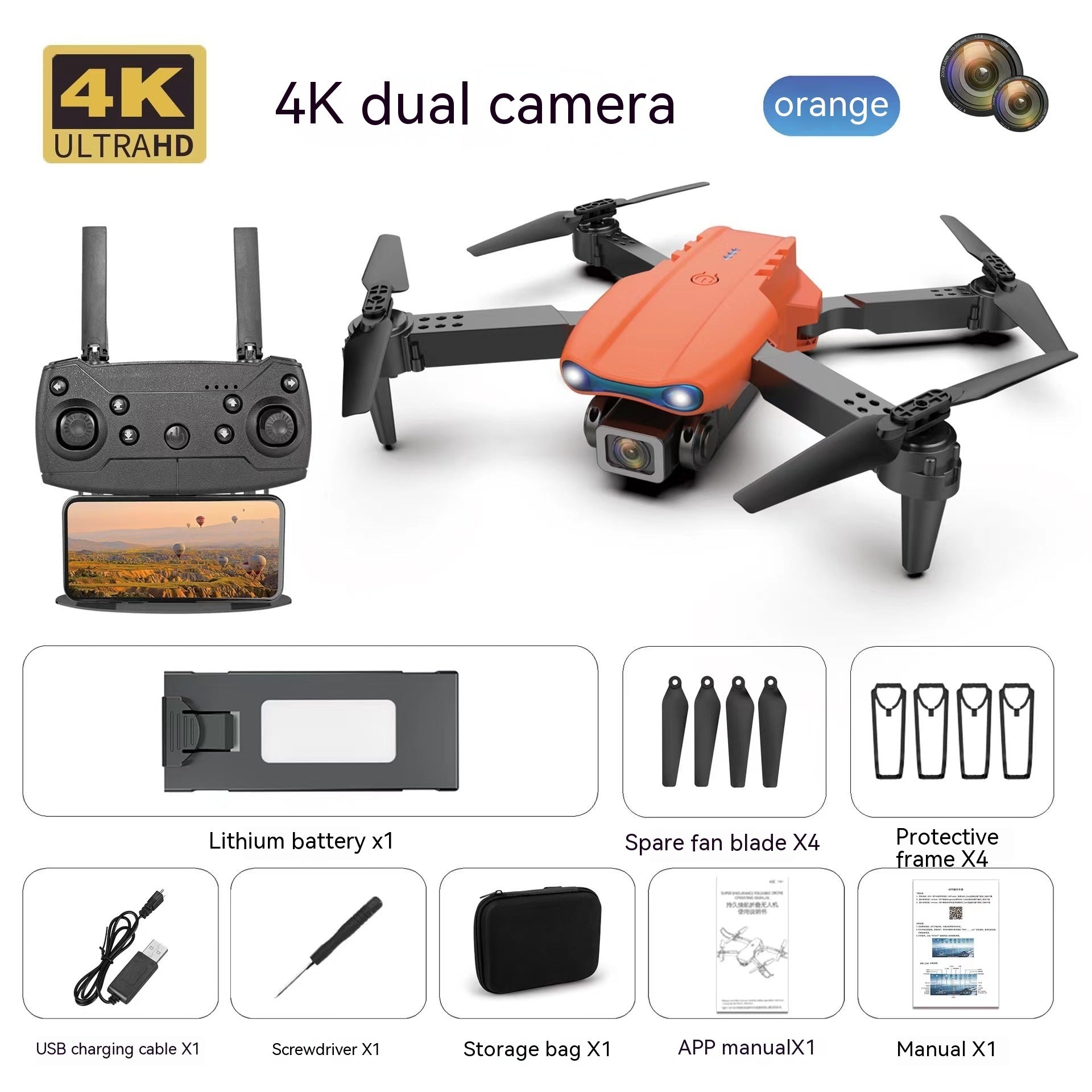 Dron aéreo E99pro con cámara dual 4K de alta definición y triple cámara