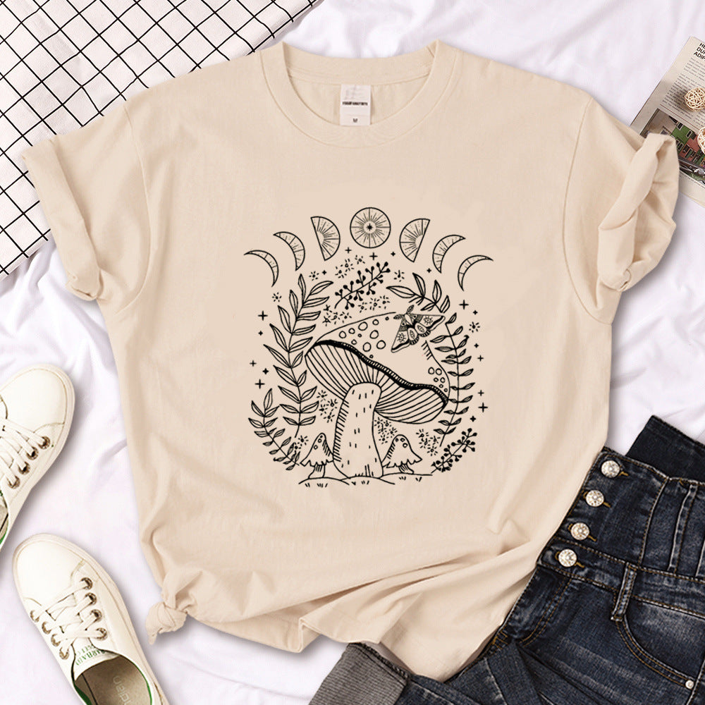 Camiseta de sol gótico de triple luna de bruja para mujer Y2K Des