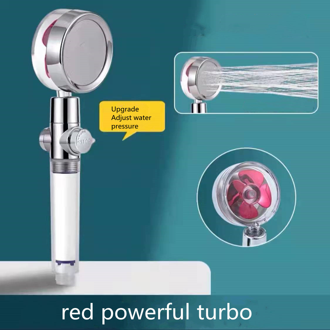 Cabezal de Ducha con Ahorro de Agua, Flujo Giratorio 360 Grados con Pequeño Ventilador, Boquilla Rociadora de Alta Presión de Lluvia de ABS, Accesorios de Baño