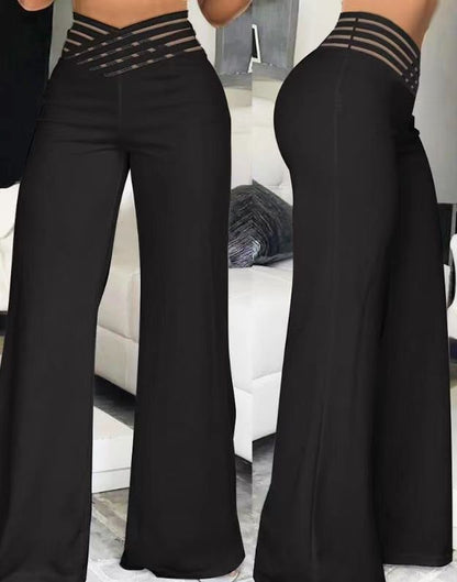 Pantalon micro-évasé à ceinture ajourée