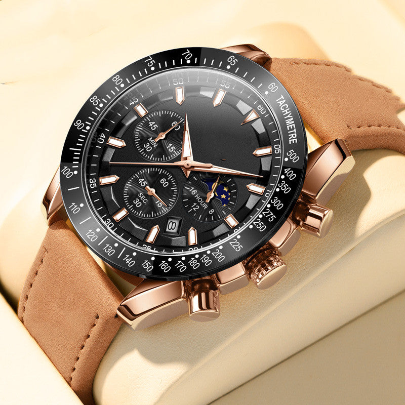 Montre à quartz multifonction lumineuse pour homme