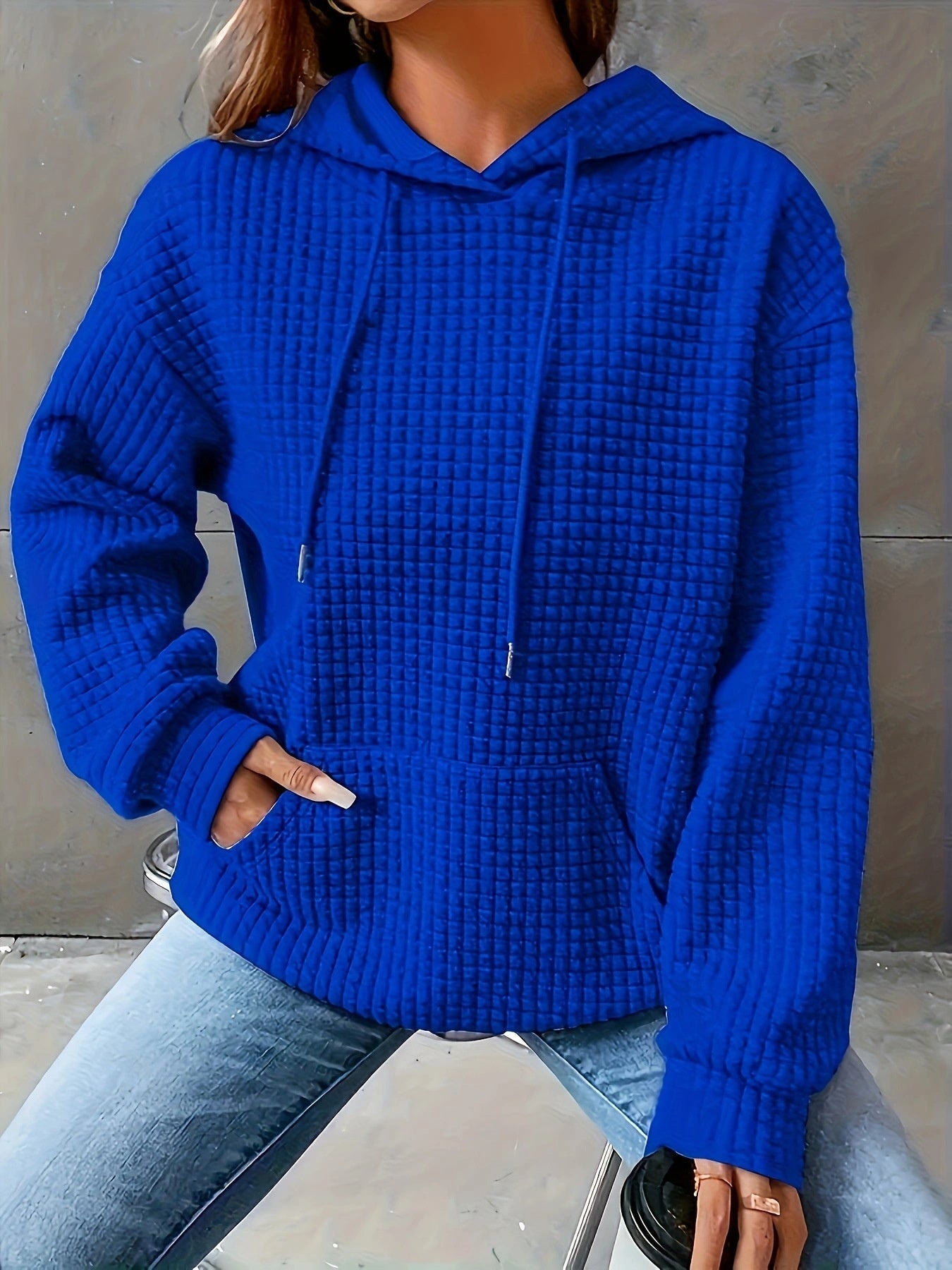 Pull ample et décontracté à manches longues de couleur unie pour femme