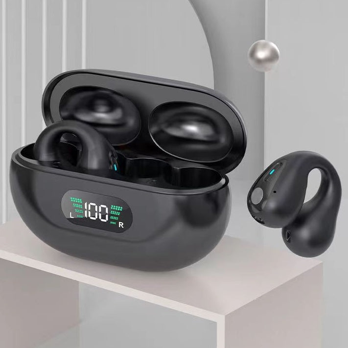 Écouteurs à Conduction Osseuse TWS Clip d'Oreille Bluetooth 5.3 Tactiles sans Fil Intra-Auriculaires Basses HIFI Casque de Sport