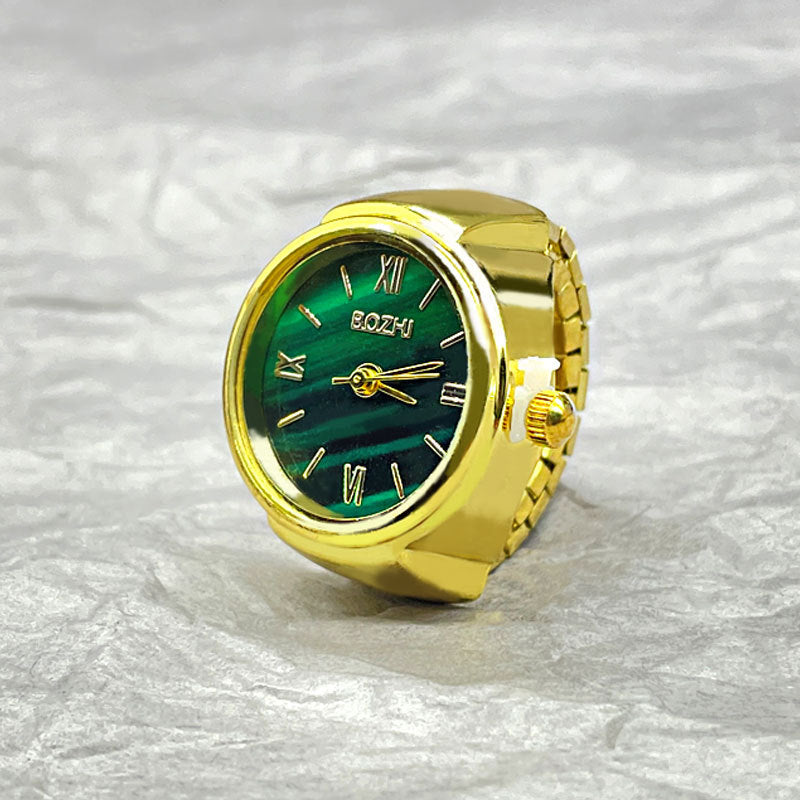 Mini anillo creativo reloj de cuarzo de dedo