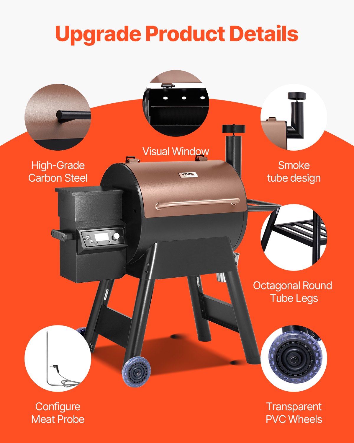 Parrilla de pellets de madera Ahumador Parrillas eléctricas para barbacoa de exterior