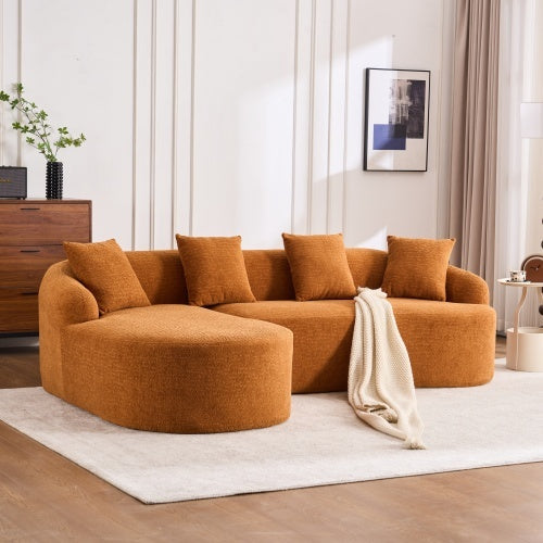 LuxeForm™ – Grey Compression Sofa with Chaise Lounge & 4 Pillows