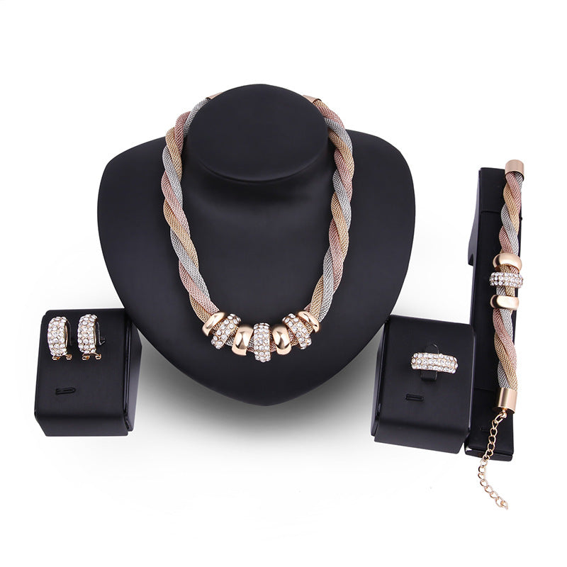 Fashion Gold-plated Four-piece Set With Diamonds
