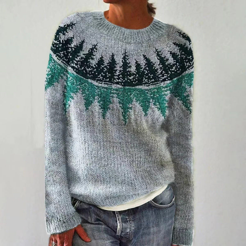 Pull Col Rond Ample et Élégant à Manches Longues – Vente Flash