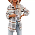 Chaqueta de cuadros con hebilla para mujer, a la moda, informal, de manga larga