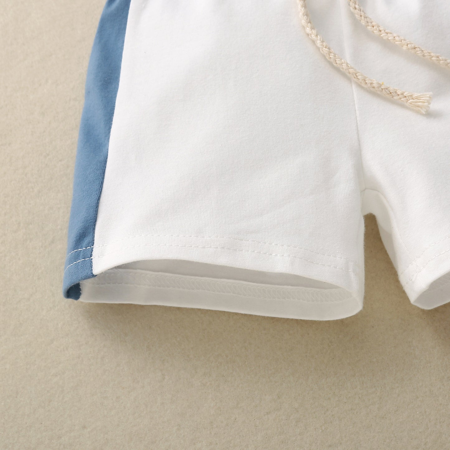 Ensemble T-shirt Enfant Manches Courtes Imprimé Anglais Patchwork Contraste de Couleurs
