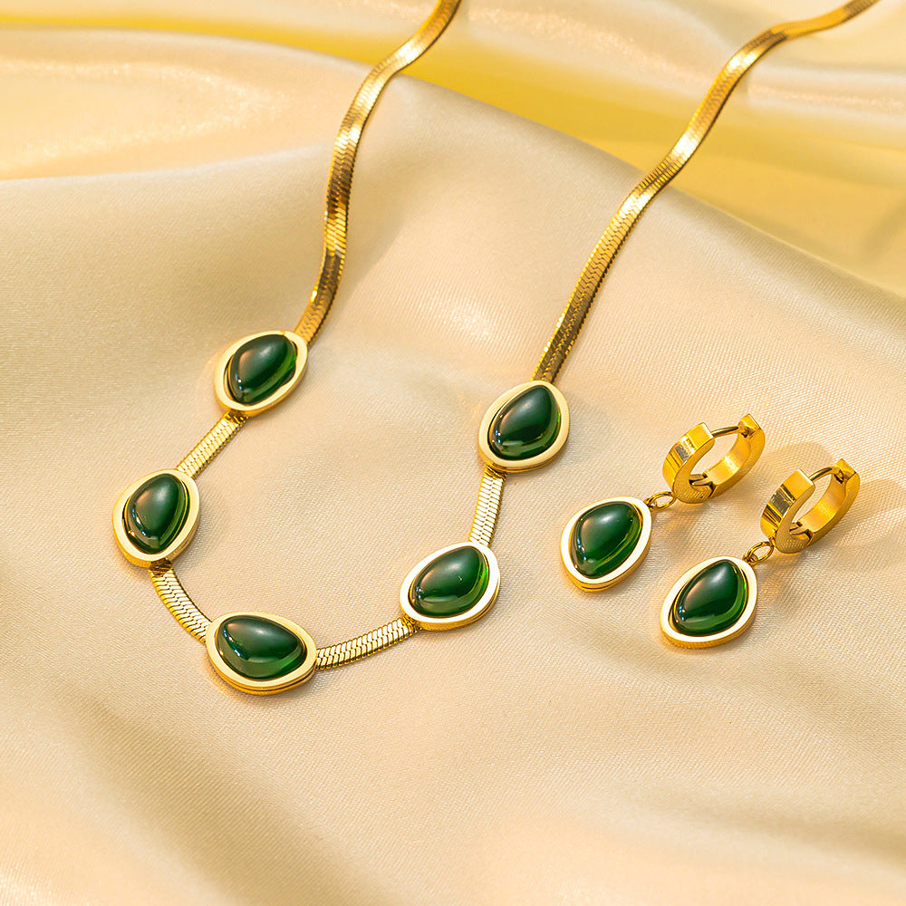 Juego de joyas de acero inoxidable para mujer: collar y pendientes