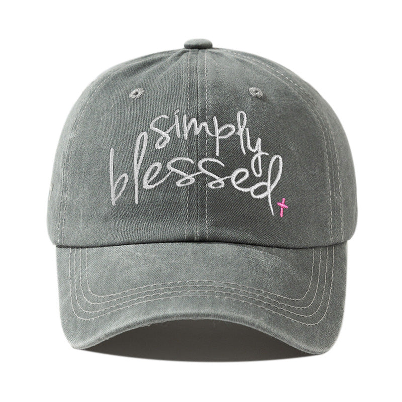 Casquette de baseball brodée de lettres anglaises à large bord «Simply Blessed»