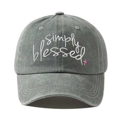 Casquette de baseball brodée de lettres anglaises à large bord «Simply Blessed»