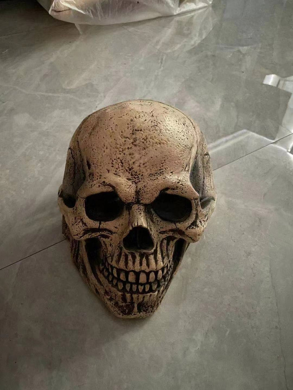 Máscara de calavera completa con mandíbula móvil, máscara de calavera de esqueleto 3D, máscara de horror para adultos, disfraz de cosplay