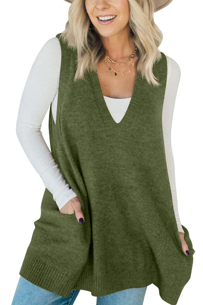 Gilet Jupe en Laine Décontracté avec Poches pour Femme