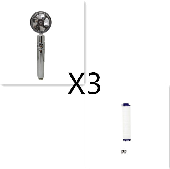 Cabezal de Ducha con Ahorro de Agua, Flujo Giratorio 360 Grados con Pequeño Ventilador, Boquilla Rociadora de Alta Presión de Lluvia de ABS, Accesorios de Baño