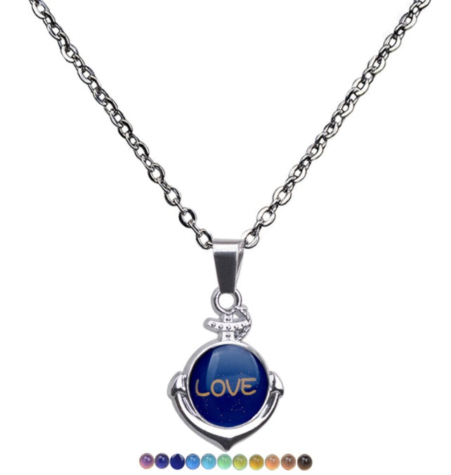 Collar con colgante que cambia de color termocromático con gema corte vintage para mujer