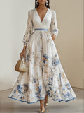European And American Print Holiday Dress