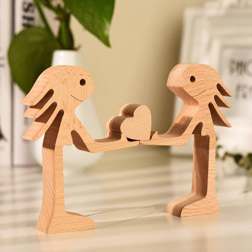 Adorno de Perro en Madera DIY Figura Escultura Decoración del Hogar Un Hombre Un Perro Escultura de Madera Regalos de Navidad Modelo Decorativo