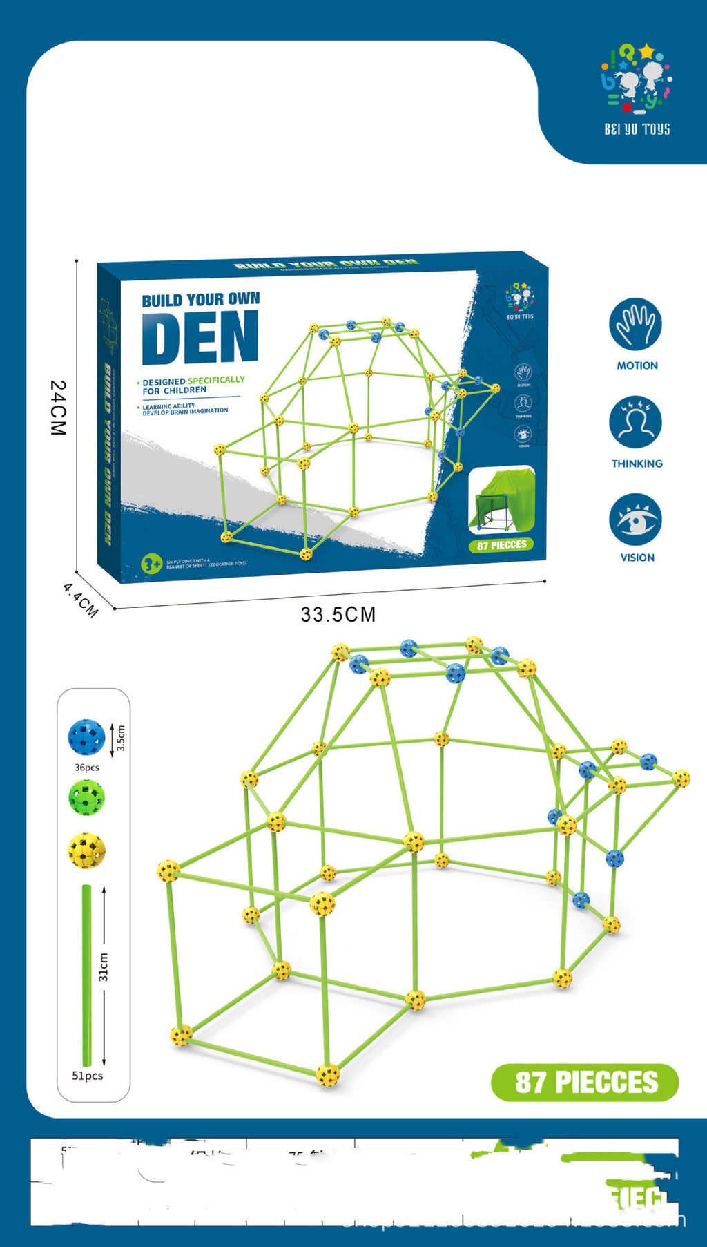 Kit de construction de cabanes Blocs de construction Tentes pour enfants Constructeur de forteresses Châteaux Tunnels Maison de jeu 3D à construire soi-même pour enfants Cadeau