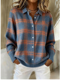 Women's Shirt Lapel Cardigan Top Solid Color