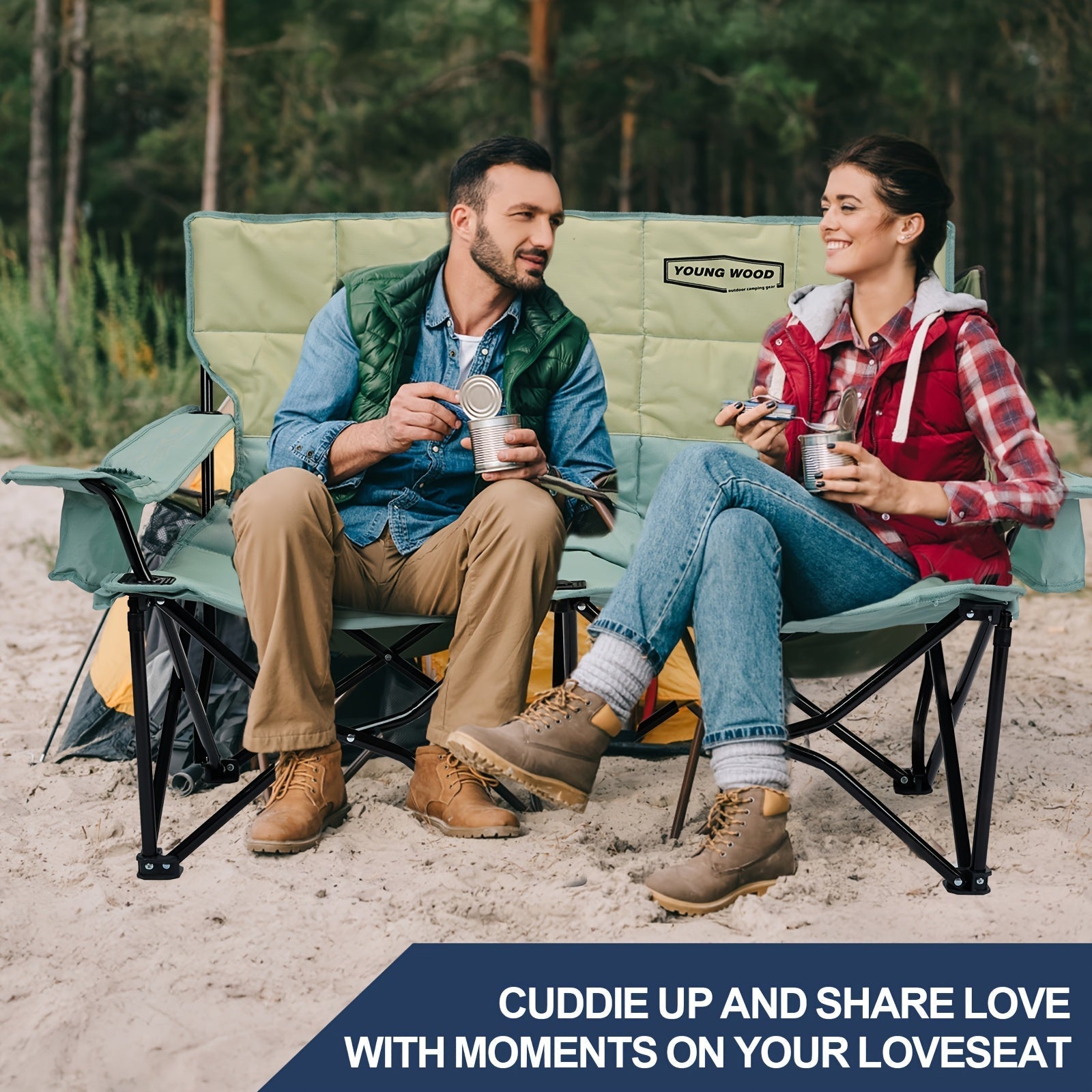 Fauteuil de camping double pliable 2 places pour l'extérieur
