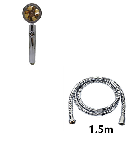 Cabezal de ducha propulsado por hélice con botón de parada y filtro de algodón, boquilla de ducha de mano turboalimentada de alta presión