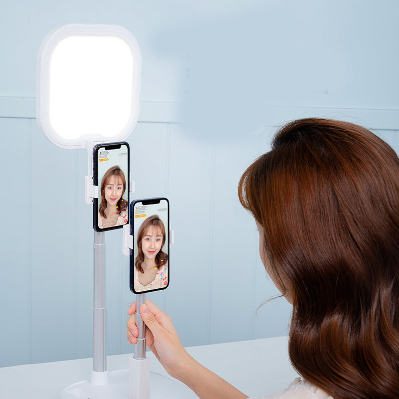 Support de téléphone portable rétractable sans fil pour diffusion en direct avec anneau lumineux LED de beauté à intensité variable sans fil