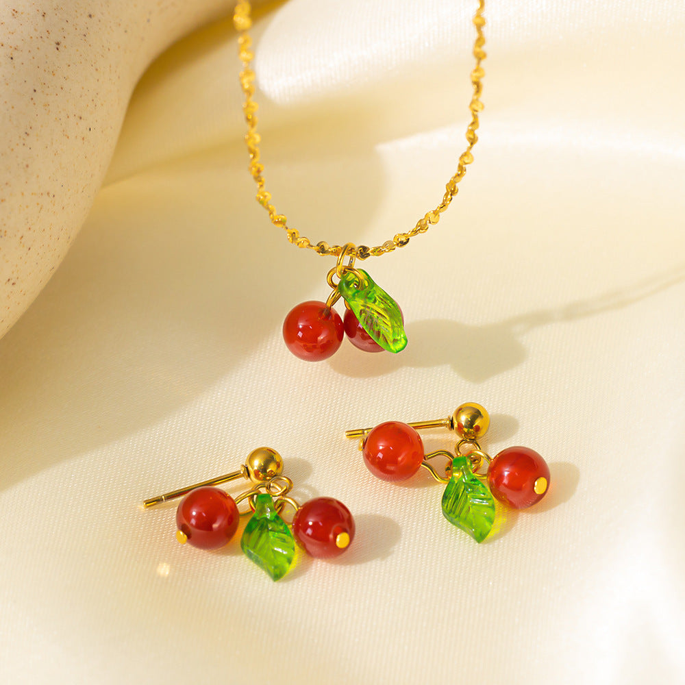 Juego de joyas de acero inoxidable para mujer: collar y pendientes