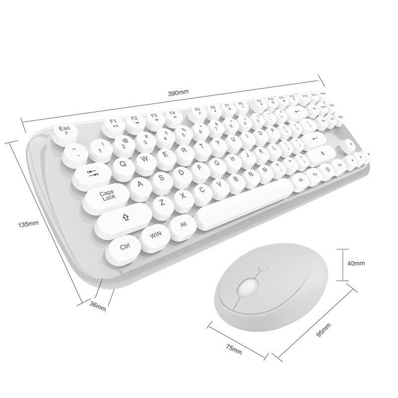 Ensemble Clavier et Souris sans Fil Filles Couleur Rétro