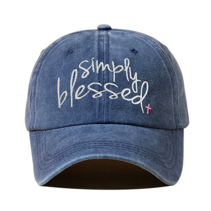 Casquette de baseball brodée de lettres anglaises à large bord «Simply Blessed»