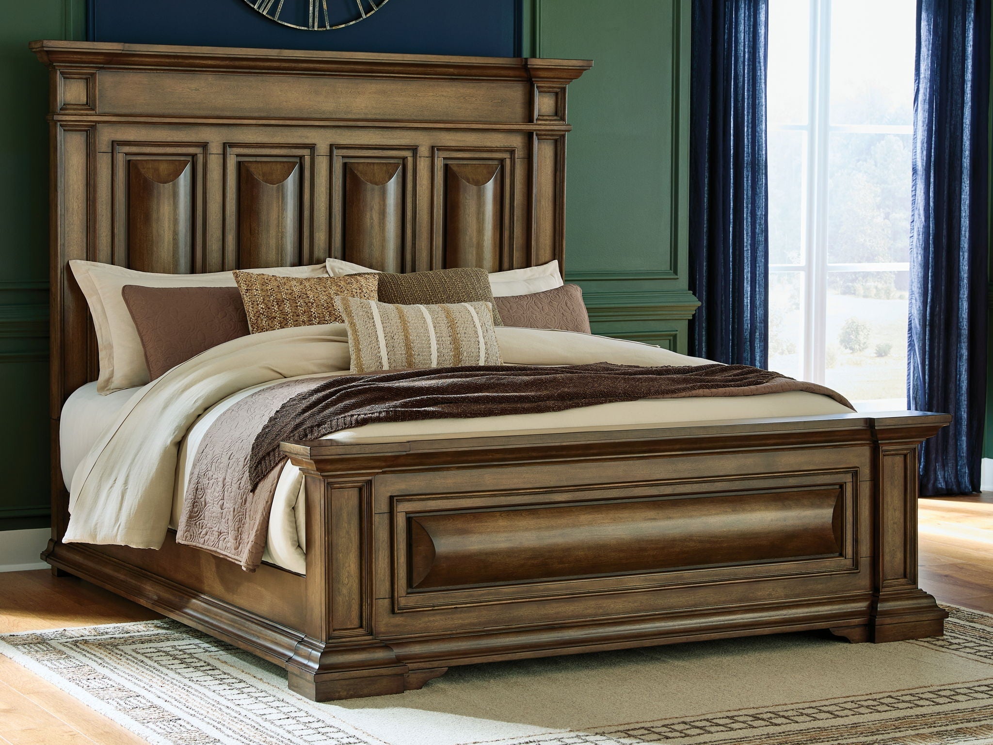 Brown Panel Bed with Traditional Aesthetic and Storage-2