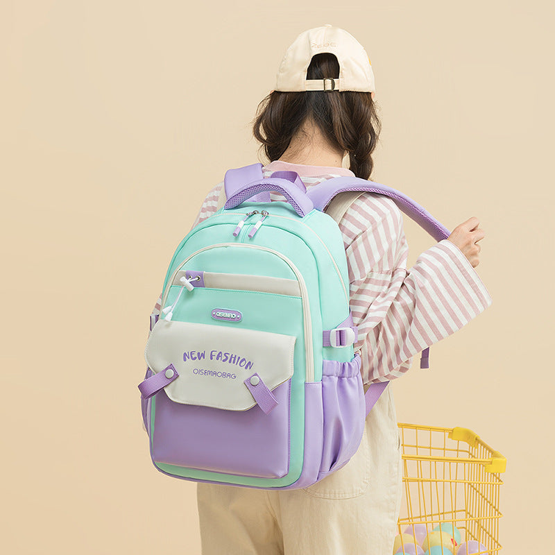 Nouveau Sac d'école d'étudiant Sac à dos de couleur contrastée coloré