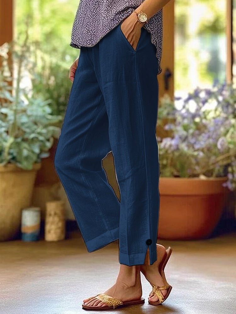Pantalon décontracté droit pour femme, ample et simple, de couleur unie et à la mode