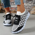Baskets en maille Colorblock à carreaux et lacets, chaussures décontractées, mode, respirantes, de marche, de course, de sport pour femmes