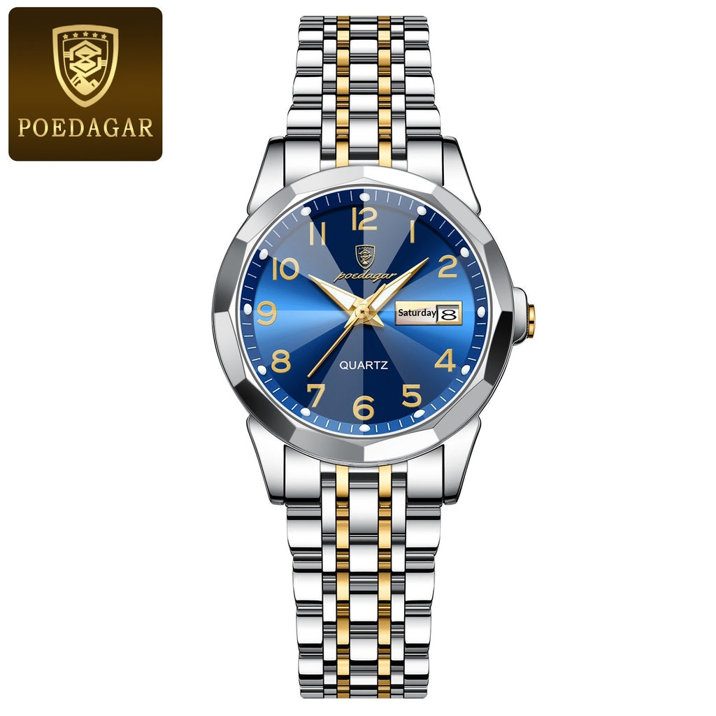 Montre étanche pour femme à double calendrier
