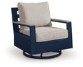 Blue Outdoor Swivel Glider Chair with Cushion - Durable & Weather Resistant-0