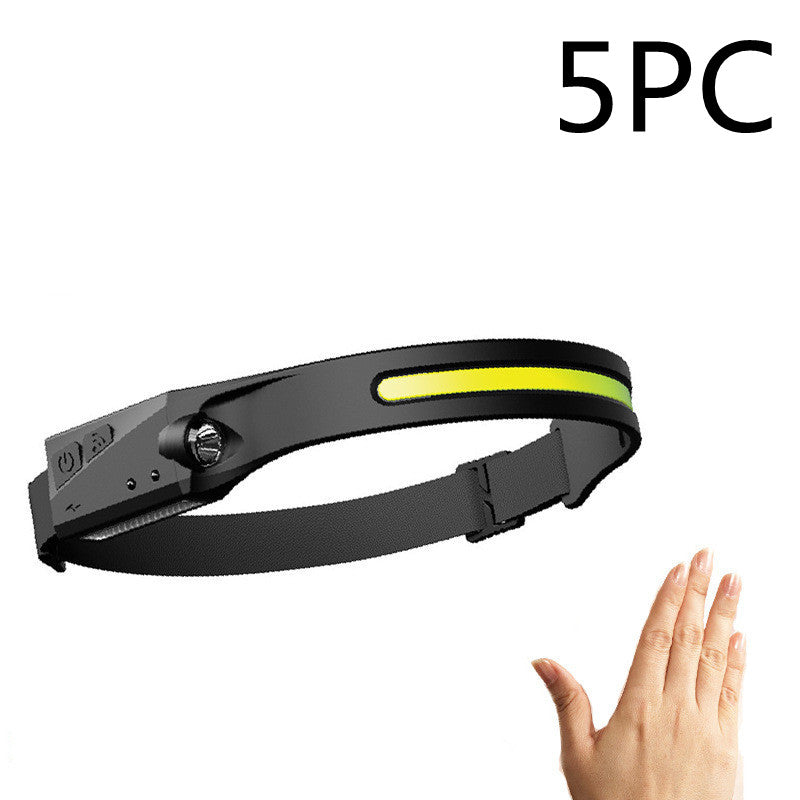 Linterna frontal de inducción LED COB, recargable por USB, resistente al agua, para camping, con todas las perspectivas, luz de caza