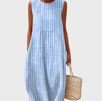 Robe élégante sans manches décontractée à imprimé pour femme
