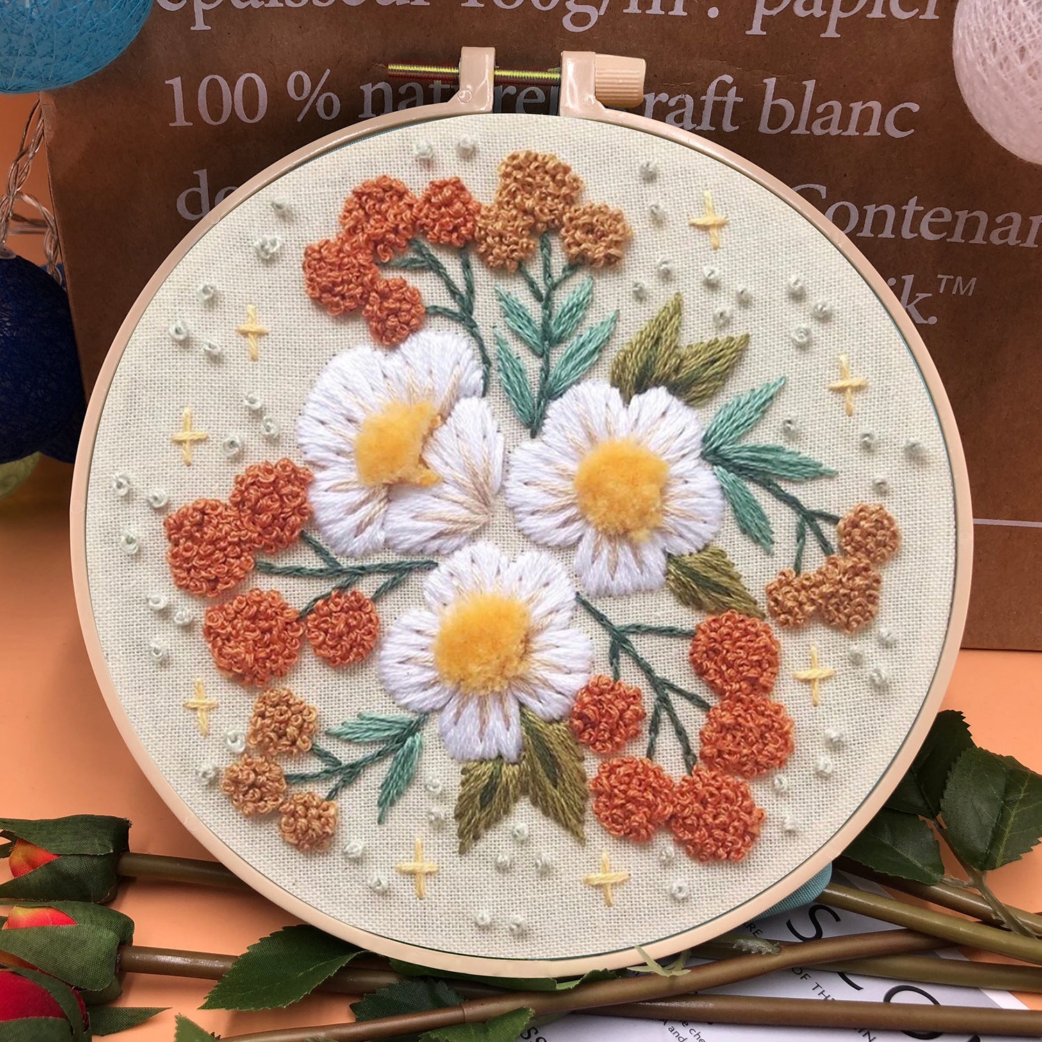 European Style Three-dimensional Fabric Embroidery Material Bag
